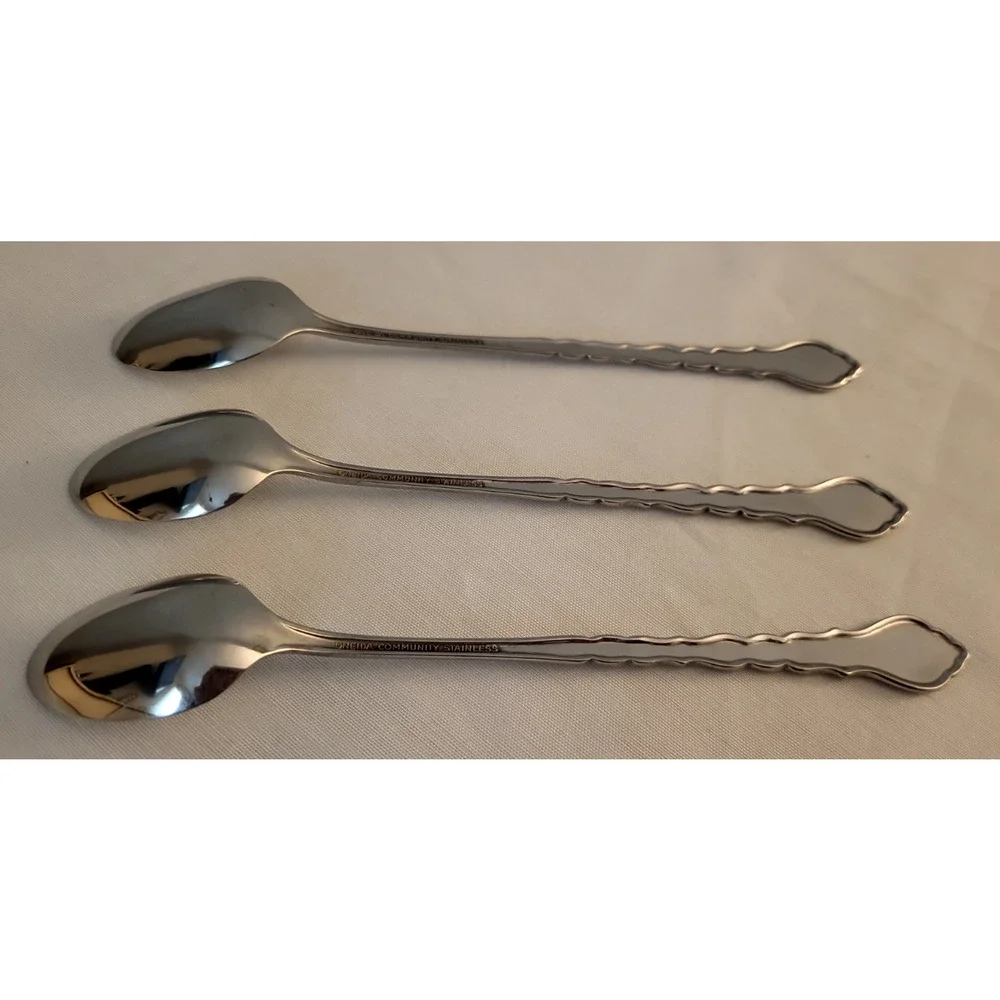 Lot of 3 Oneida Community Cello Stainless ICED TEASPOONS 7 1/2